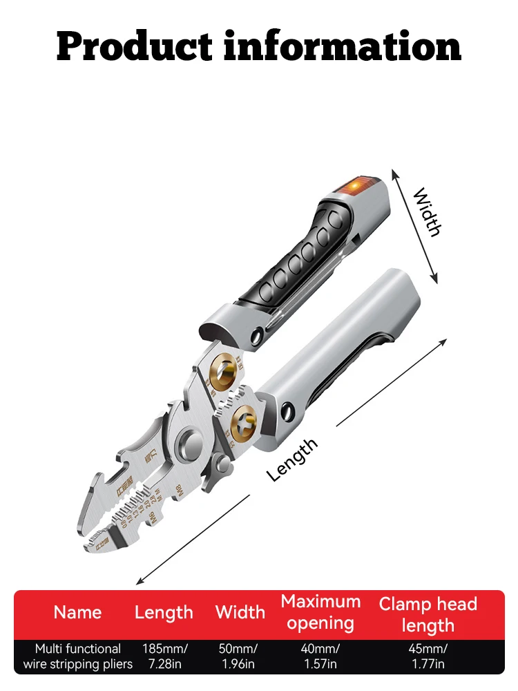 Electrical Wire Crimper Cable Cutter Adjustable Automatic Wire Stripper Tool Electrician Multi-Purpose Stripper Crimping Pliers