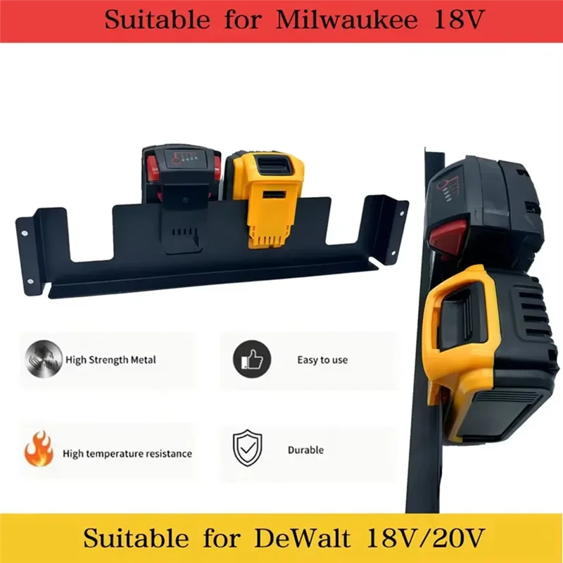 My Home Battery Storage Rack For  18V Metal Wall-Mounted Battery Organizer Li- Battery Bracket Fixing Battery Holder