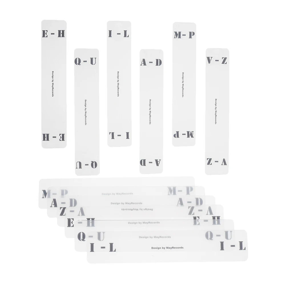 

12 Acrylic Record Dividers A-Z Horizontal Vertical Labels for CD Vinyl Organizer Transparent Albums Classification Tags