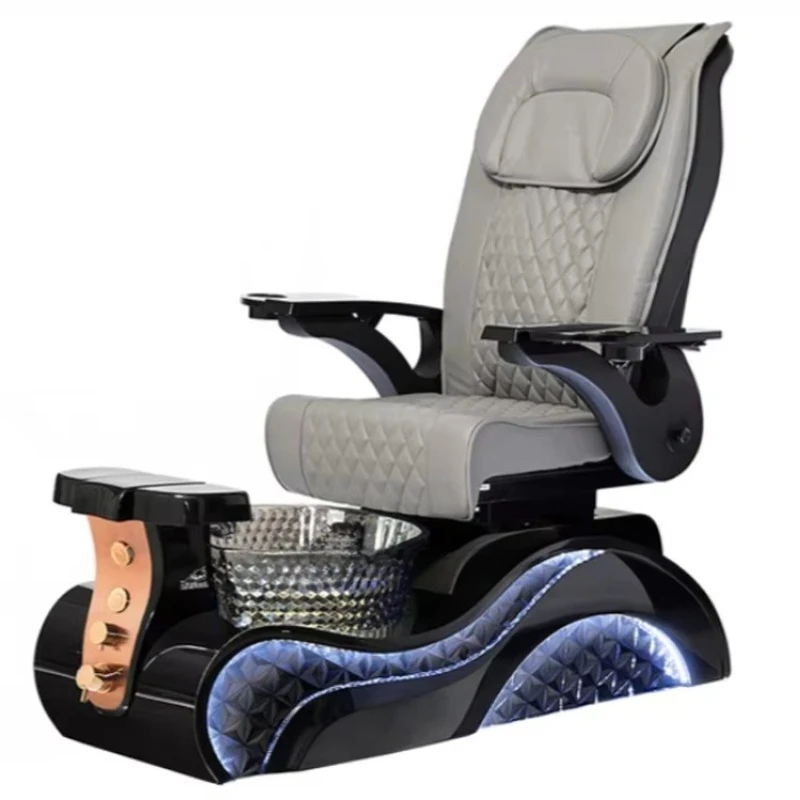 Nail Salon Electric Massage Chair Pedicure Chair Leather Case with Diamond Air Massage Bottom Seat