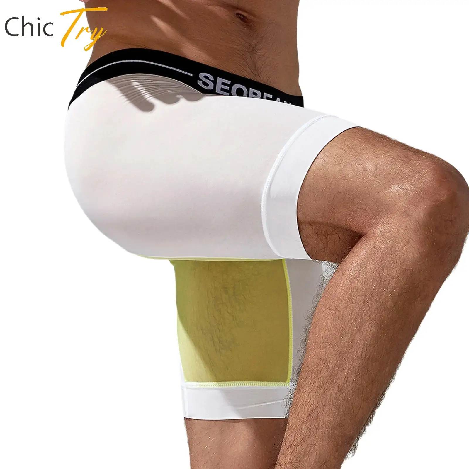 

Adult Men Sportswear Fitness Shorts Color Block Boxer Shorts Letter Printed Elastic Waistband Stretchy Athletic Shorts Underwear
