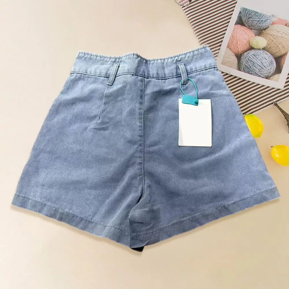 Women Denim Shorts Stylish High Waist Denim Cargo Shorts for Women Stretchy Wide Leg Summer Shorts with Pockets Trendy Fashion