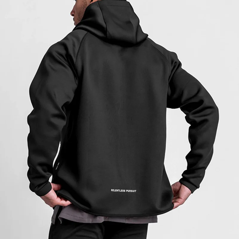 Men's Spring Autumn Gym Hoodies Outdoors Sport Running Fitness Motorbike Hooded Zipper Jacket Man Casual Over Sweater