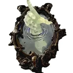 Horror Devil's Hand Ghost in The Mirror Wall Sculpture Halloween Decorations Luminous Resin Crafts Statue Home Photo Frame Decor