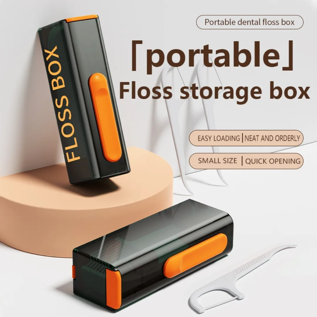 1Pcs Mini Automatic Pop-Up Dental Floss Box Portable Reusable Travel Dustproof Floss Pick Dispenser with Mirror Design Case