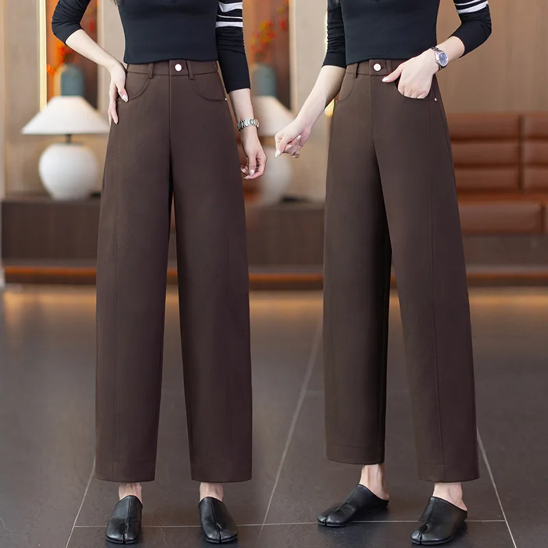 

Ранняя осень, новый стиль, трехмерные пошивные модные утягивающие девятиточечные брюки Scimitar с высокой талией, минималистичные универсальные брюки