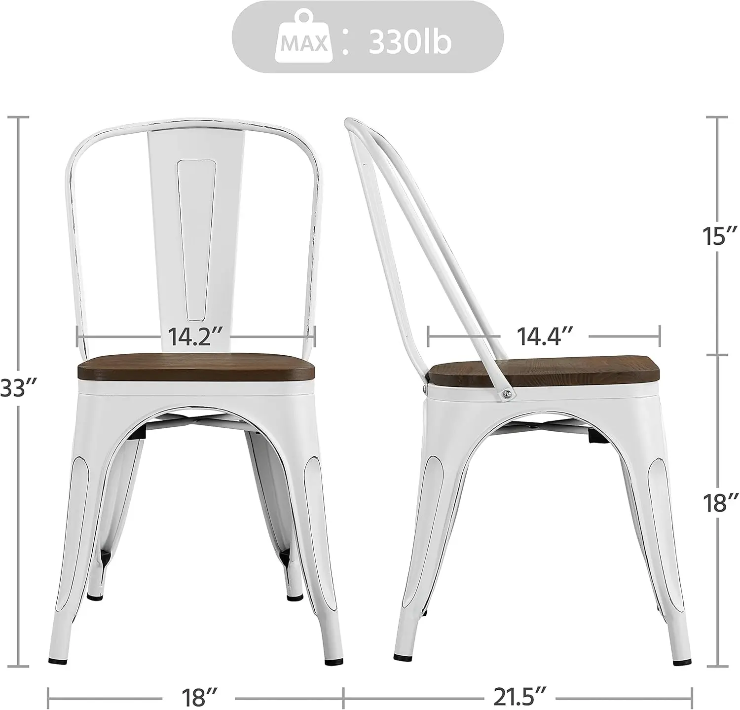 Set mit 4 Metall Esszimmers tühlen mit Holzsitz Metall Seitens tühle Küchen stühle mit Rückenlehne Bistro Café Trattoria Küche