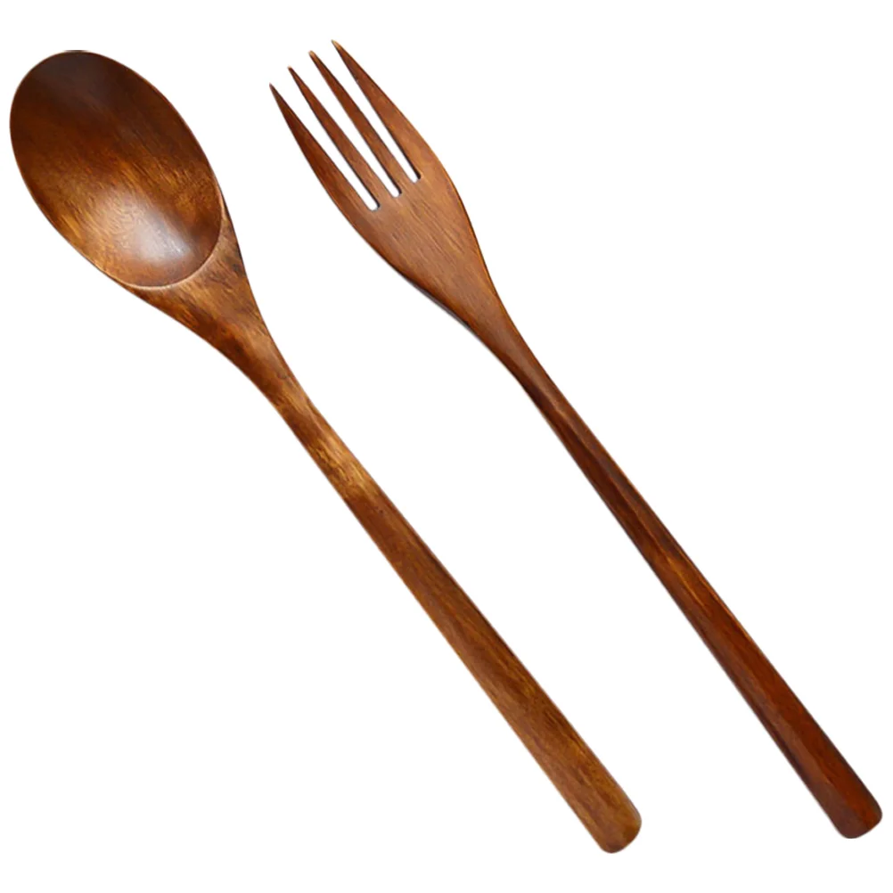 Noodles Wooden Fork And Spoon Forks Spoons Delicate Appetizer Eating Table Ergonomic Salad Dessert Salad Mixing Tableware