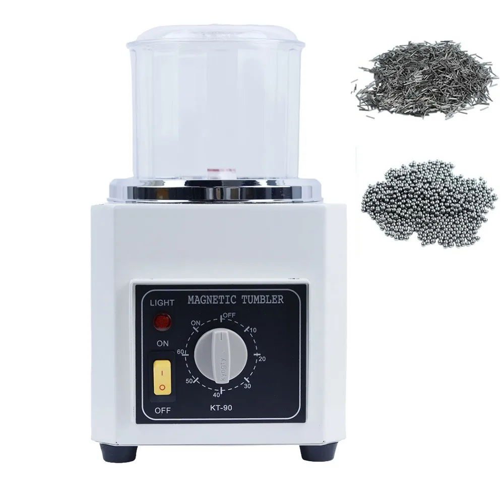 Magnetic Tumbler Jewelry Polisher Mini Metal Finisher Finishing Machine AC 220V/110V Gold Precision Parts Polisher KT-90