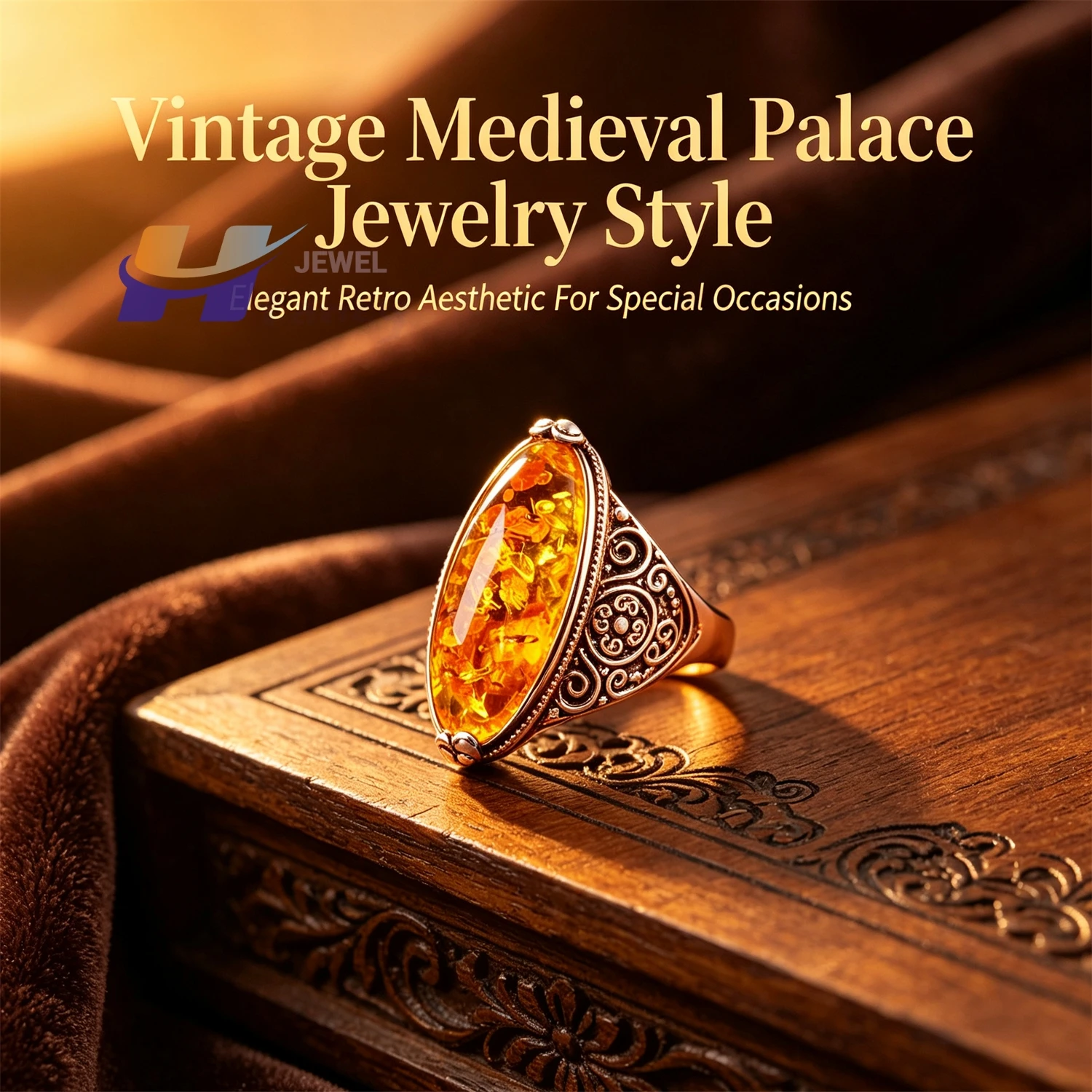 Baltic Amber Oval Solitaire Ring, Natural Honey Amber Stone Silver Setting Jewelry, Unique Gift for Her Birthday Anniversary
