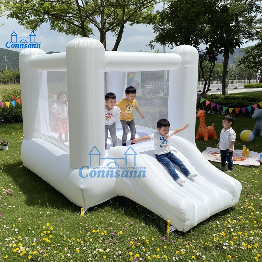 6피트 원형 옥스포드 바운스 하우스 슬라이드 포함 방수 파티 성, 축제 및 기념 행사용, 지상에서 즐거운 시간을 보내세요