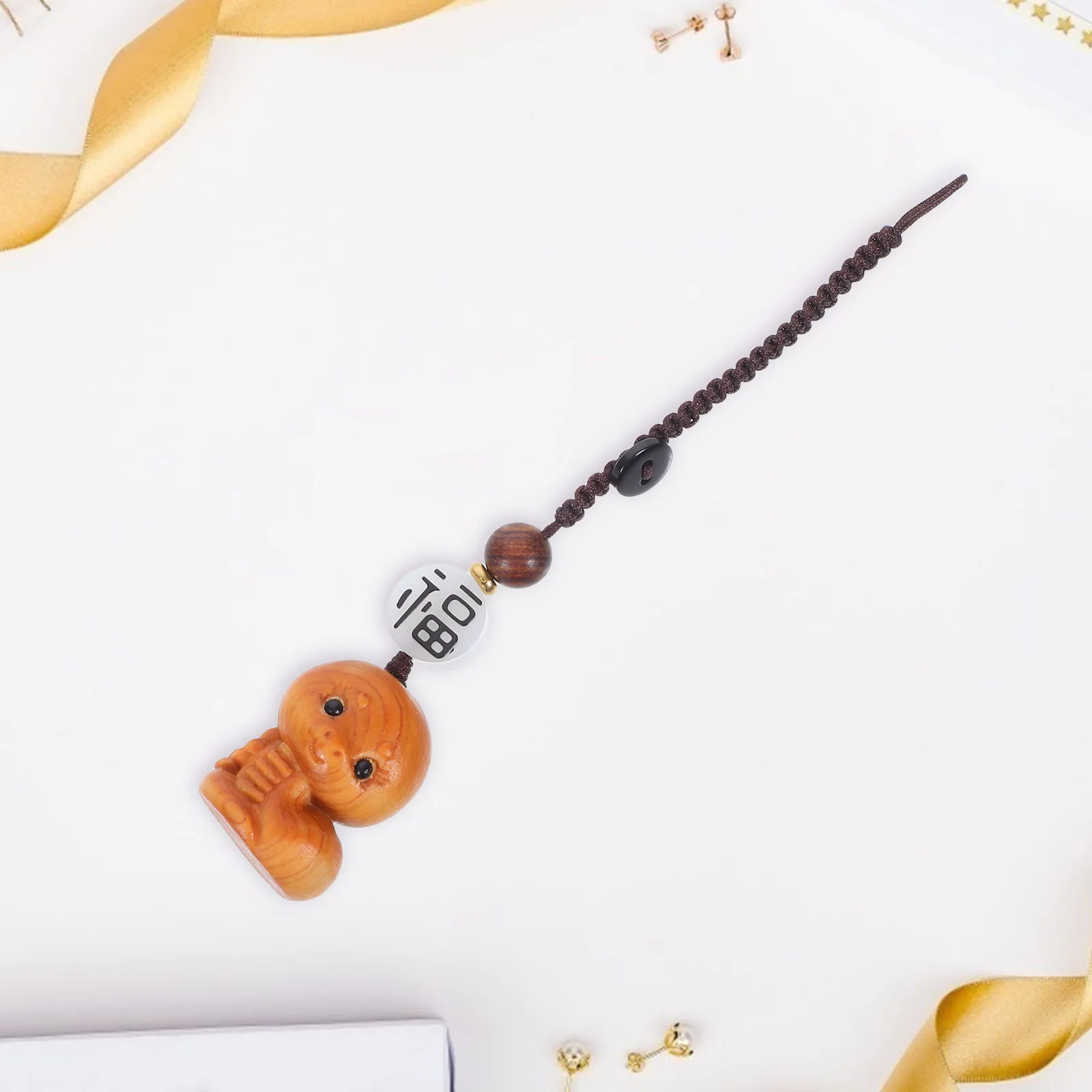 

Wooden Snake Keychain Durable Zodiac Pendant Decorative Accessories for Bags Charms Hanging Auspicious NewYear Gift