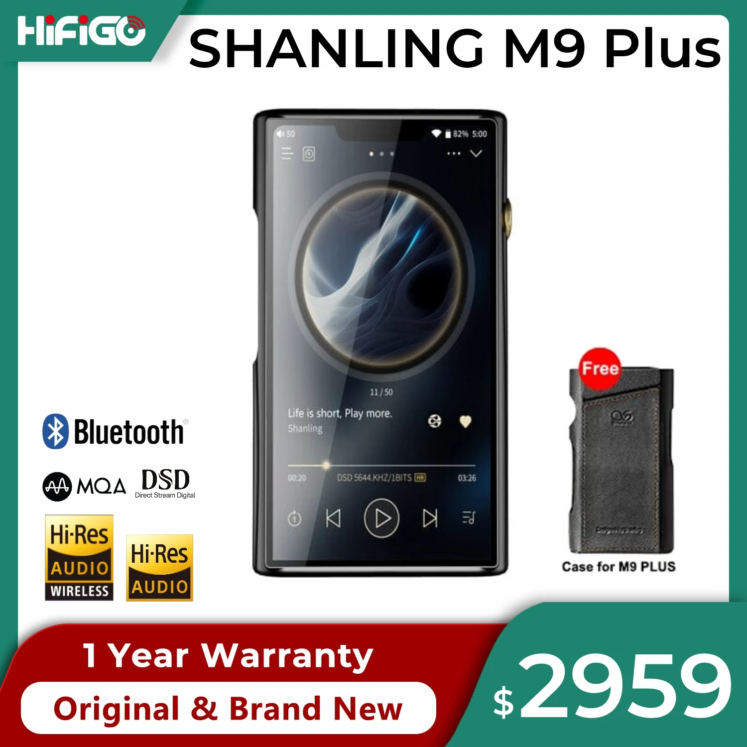 

SHANLING M9 Plus Flagship 6” 2K MP3 Bluetooth Music Player Hi-res Quad AK4499EX Dual AK4191 DAC Lossless Audio Player 8+256G