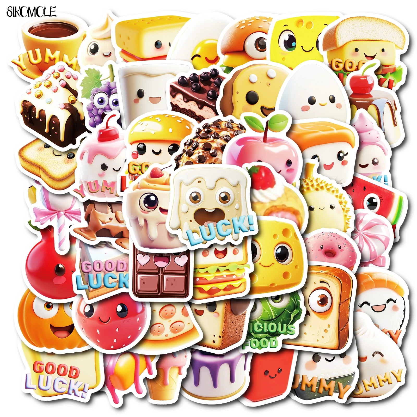 귀여운 만화 음식 음료 스티커, 귀여운 미학 DIY 노트북 기타, 여행 스케이트보드 장난감, 그래피티 스티커, 10 개, 30 개, 50 개