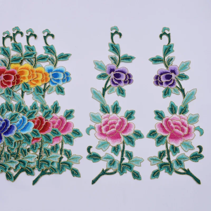 1 Pairs Chinese Embroidery Patch Ethnic Costume Applique for Hanfu Stage Clothing Traditional Dress Iron on Sew on Supplies