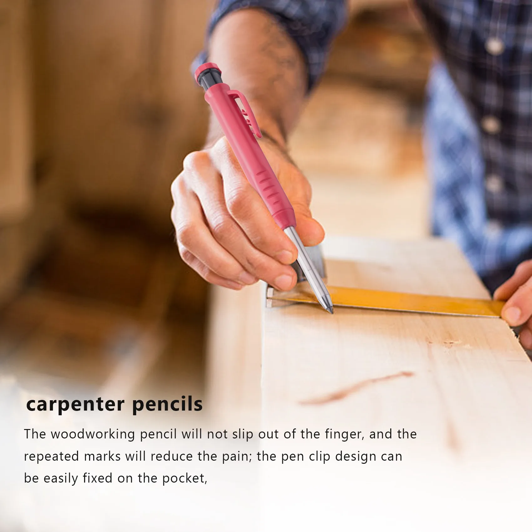 Carpenter Pencil Set For Construction, Built-In Pencil Sharpener, For Carpenter Woodworking Architect-AB52
