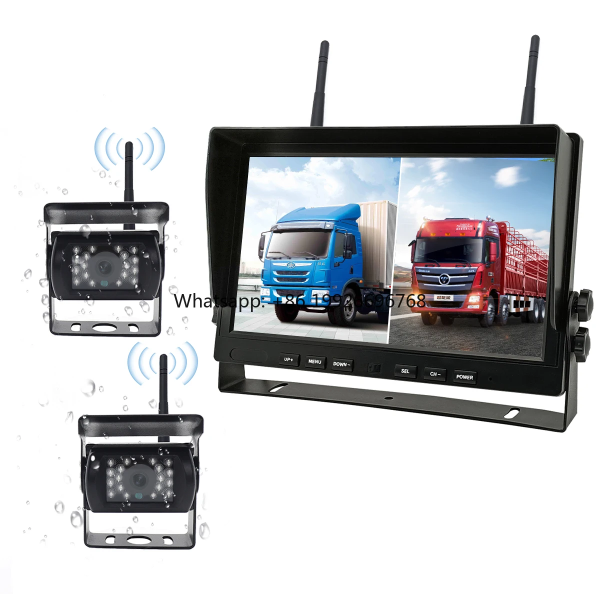 

4CH Ai Bsd Wireless Rearview Car Camera System with 10.1 Inch Monitor for Truck RV Forklift Truck Camera System