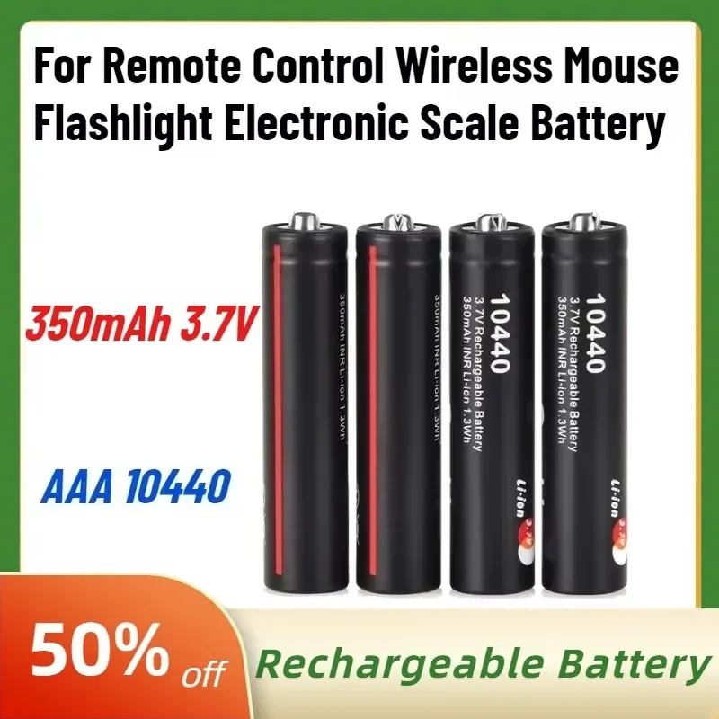 

New 350mAh 3.7V AAA 10440 Lithium Rechargeable Battery for Remote Control Wireless Mouse Flashlight Electronic Scale Battery