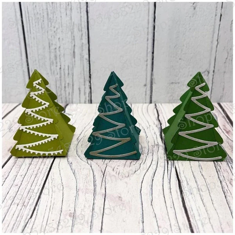 قوالب القطع المعدنية ثلاثية الأبعاد لسكرابوكينغ الجديدة لصنع الورق مجموعة قوالب شجرة عيد الميلاد إطار منقوش بطاقة لوازم حرفية