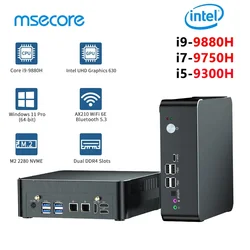 Msecore MV8 Mini PC Windows 11 Intel Core i9-9880H Barebone System Portable HTPC Game Desktop Computer Office HD Wifi6 BT5.2 4K