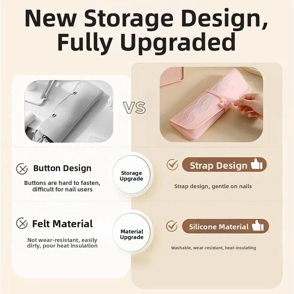 2 in 1 Hair Curler Storage Bag Silicone Portable Heat Resistant Mat Waterproof Folding Straightener Storage Pouch Make Up Bag