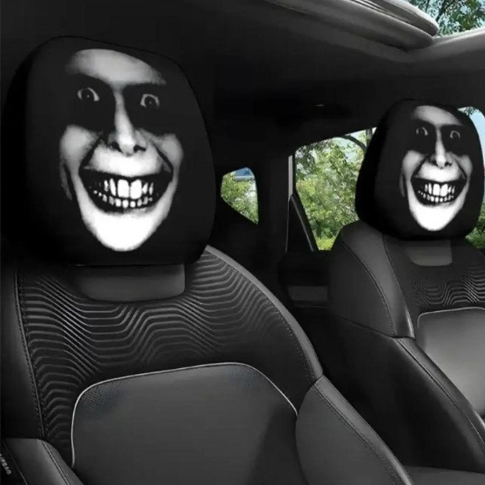 Halloween Elastic Car Headrest Covers, Soft Breathable Seat Protectors for Sedan Van Truck, Spooky Decor for Daily Commute Taxi view 3
