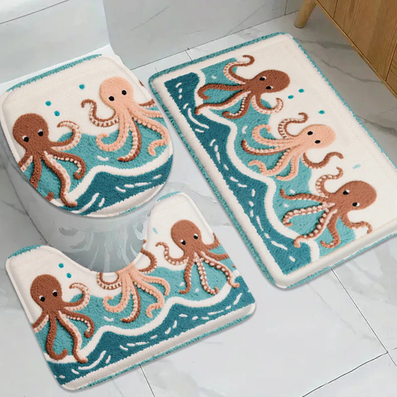 Beach starfish printed home mat, carpet, washbasin, absorbent pad, anti slip pad, toilet, absorbent foot pad, machine washable