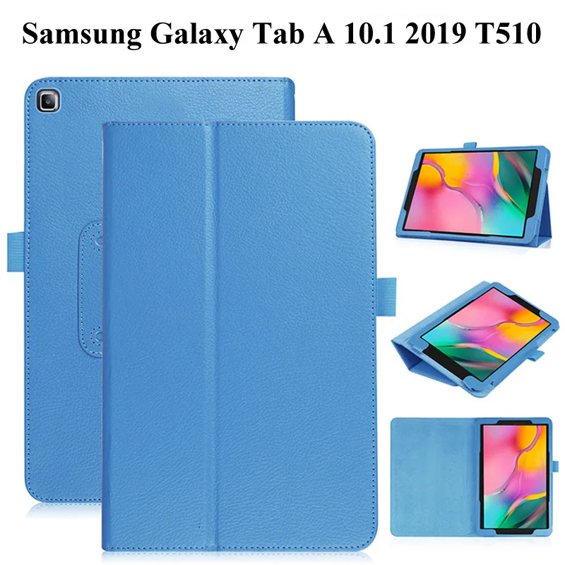 Litchi Tablet Case for Samsung Galaxy Tab A 10.1 2019 T515 T510 SM-T510 SM-T515 10.1 inch PU Leather Folding Case +Film+pen