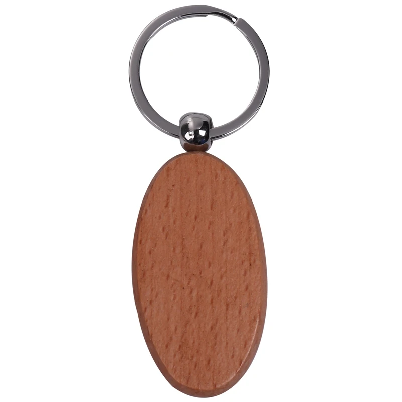 

100 Pcs Blank Wood Wooden Keychain DIY Custom Wood Key Chains Key Tags Anti Lost Wood Accessories Gifts (Mixed Design)