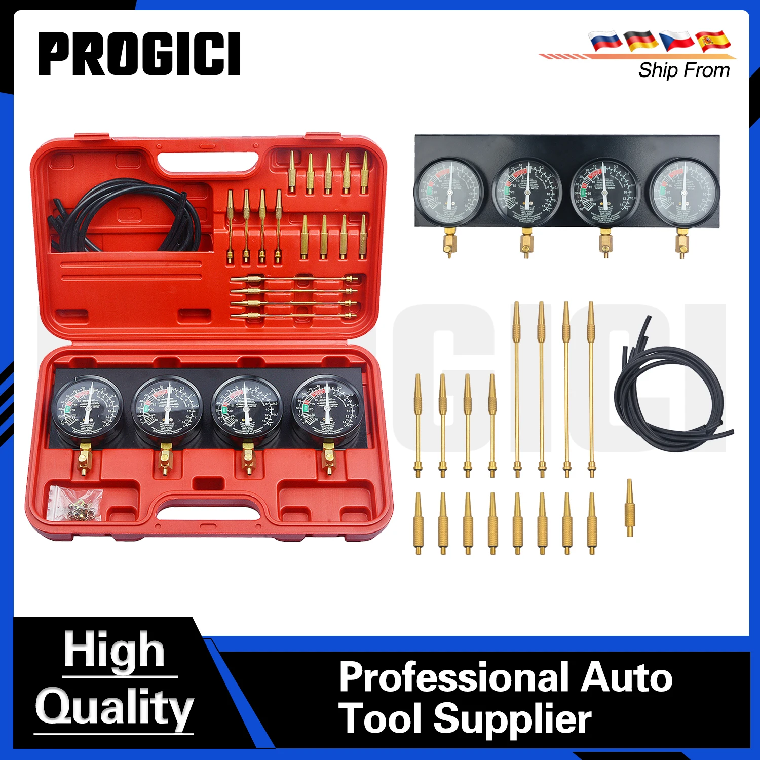 Synchroniseur de carburateur PROGICI Fuel Vacuum, outils de synchronisation de carburateur, kit de 4 manomètres avec tuyau en caoutchouc, kit de mesure de l'équilibre du vide pour moto
