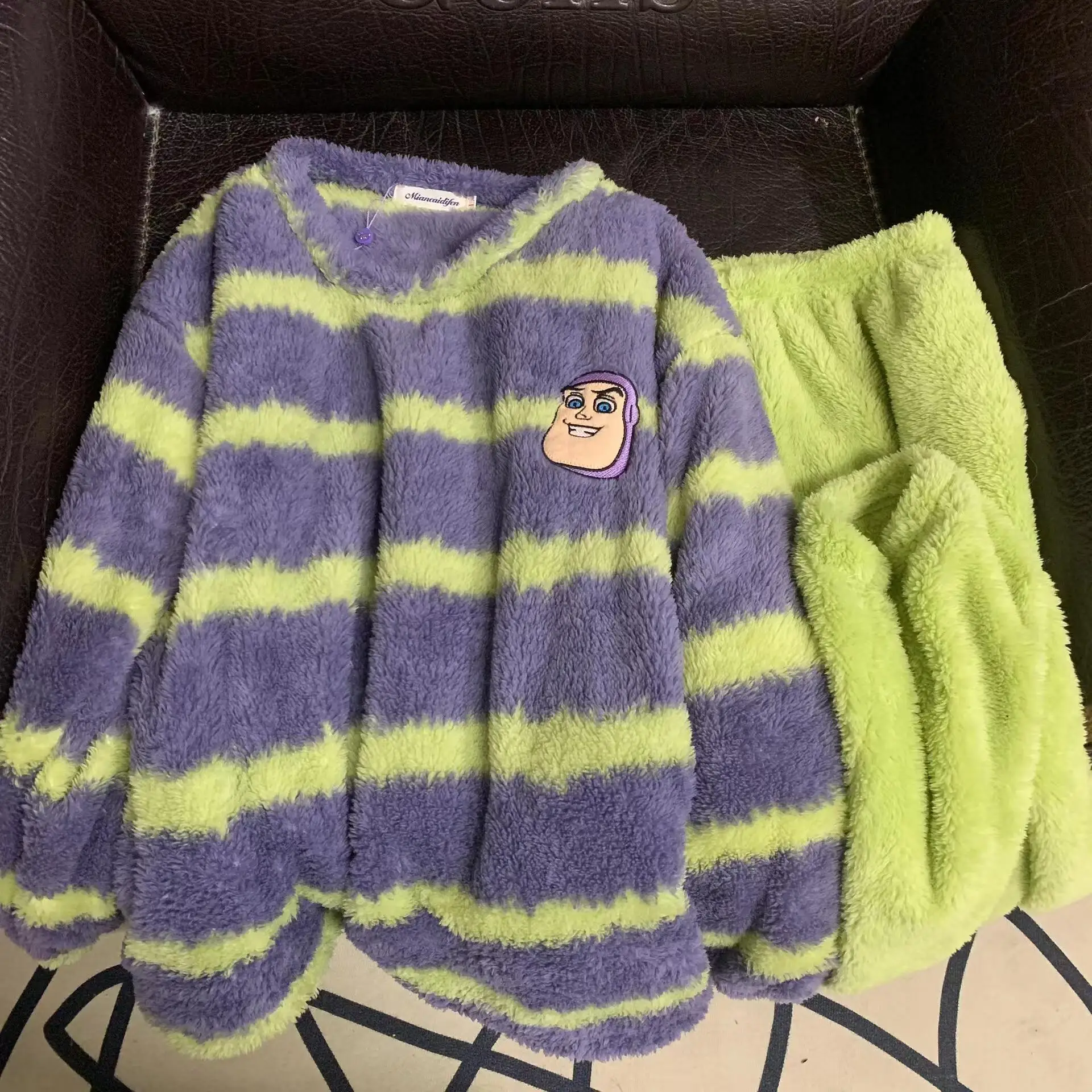 Pijamas de Franela para Parejas Mianmianfu, de Toy Story, Buzz Lightyear y Woody, Cálidos y Gruesos para Invierno, con Dibujos Animados, Lindos, para Hombre y Mujer, Ropa de Dormir