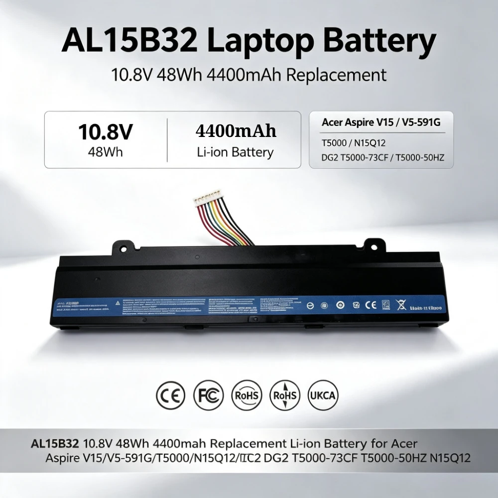 AL15B32 10.8V 48Wh 4400mAh Replacement Li-ion Battery for Acer Aspire V15/V5-591G/T5000/N15Q12/DG2 T5000-73CF T5000-50HZ N15Q12