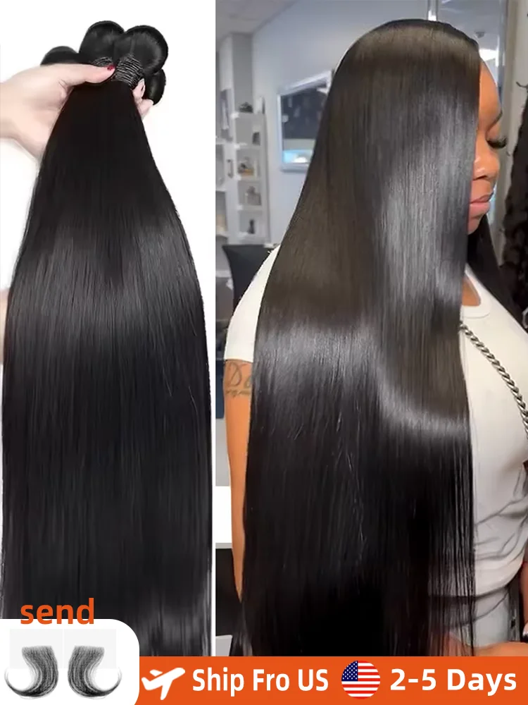 

30, 36-дюймовые прямые пучки человеческих волос, 14А, бразильские пучки 100% необработанного плетения, наращивание для женщин, оптовая продажа, 3/4/5 пучков