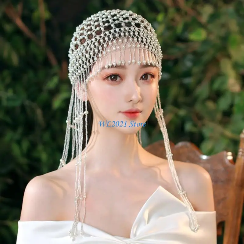 

G5GC Sophisticated Pearls Tassels Beaded Hair Accessory for Fashion Forward Ladies