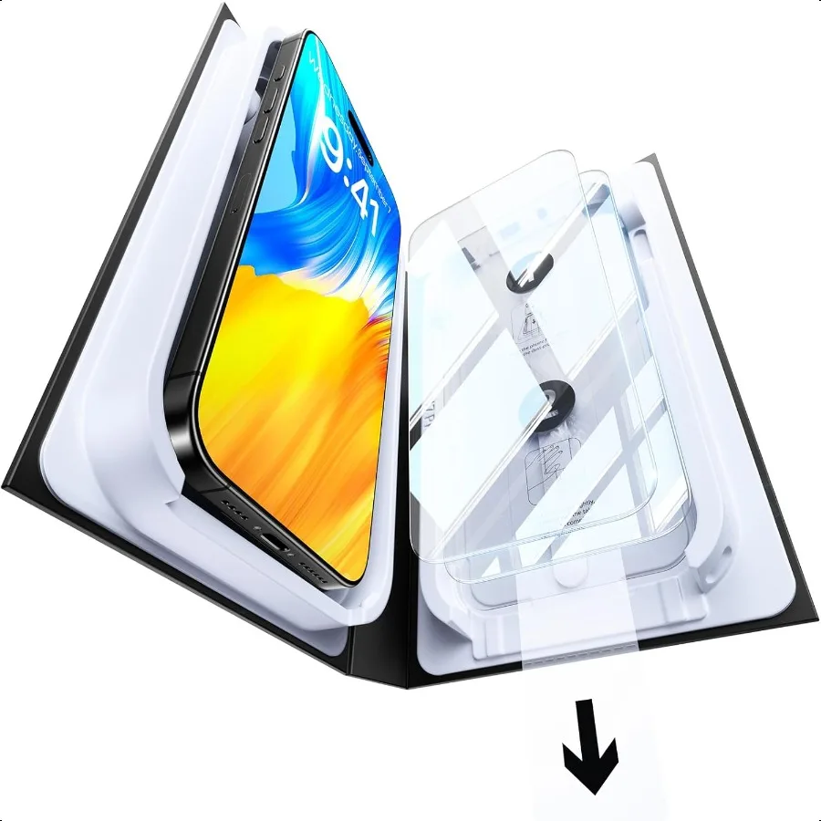 

Закаленное стекло военного уровня для iPhone 17 Pro Max Защитная пленка для экрана [простая установка без пузырьков] Защитная пленка для экрана 17 Pro Max Tem