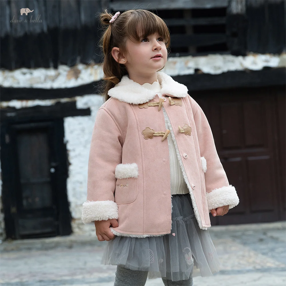 Dave Bella Girls Coat Autumn Winter Baby Velvet Overcoat Kids Thicken Jacket Fashion Outerwear Party Children Clothing DB4254552