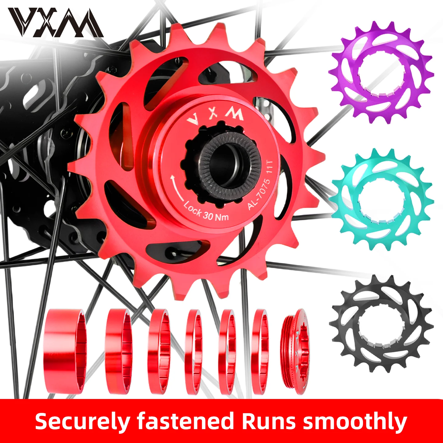 VXM Mountain Bike Single Speed Flywheel Nine Turn One Set Soil Slope AM Street Climbing BMX Flywheel Gear Chain 18T