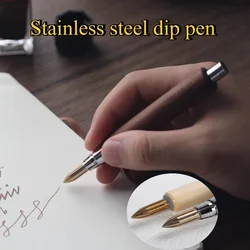 Metal Dip Pens Flat for Bullet Head Set Hand Drawn Comic Creation Watercolor Drawing Hook Line Writing Pen Art Writing Supplies