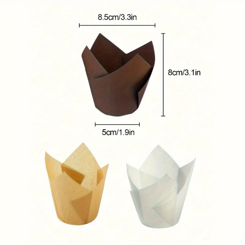 Tulip Cupcake Liners - Heat Resistant, Oil-Proof Paper Muffin Cups for Baking - Perfect for Halloween, Christmas, Easter