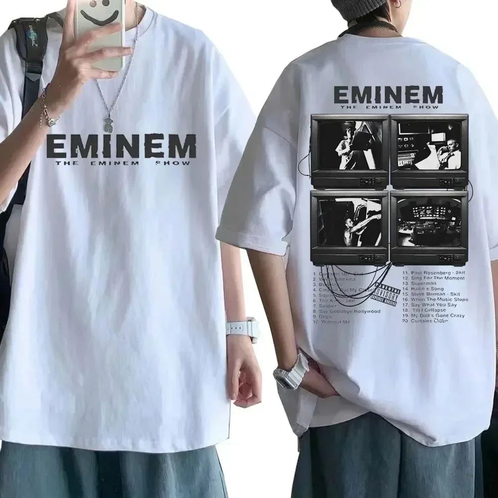 

Men Women Cotton Short Sleeve Cotton Tshirt Tee Clothes Tops Rapper Eminem Music Album T Shirt World Tour Gift for Fan T-shirt