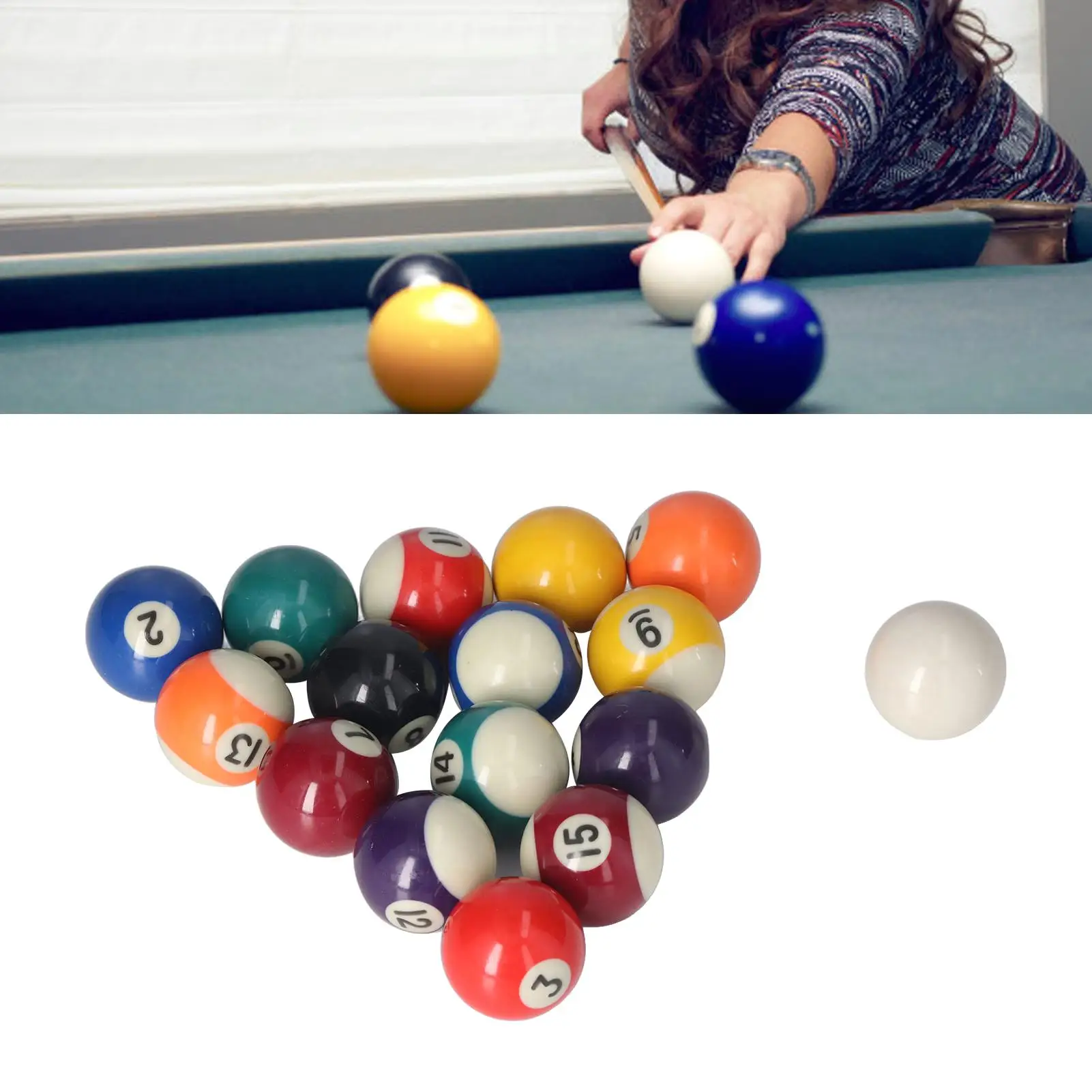 16pcs Mini Billiard Balls 32mm/38mm/25mm - Impact Resistant Eco-Friendly Resin Small Pool Table Ball Set for kids Game Room