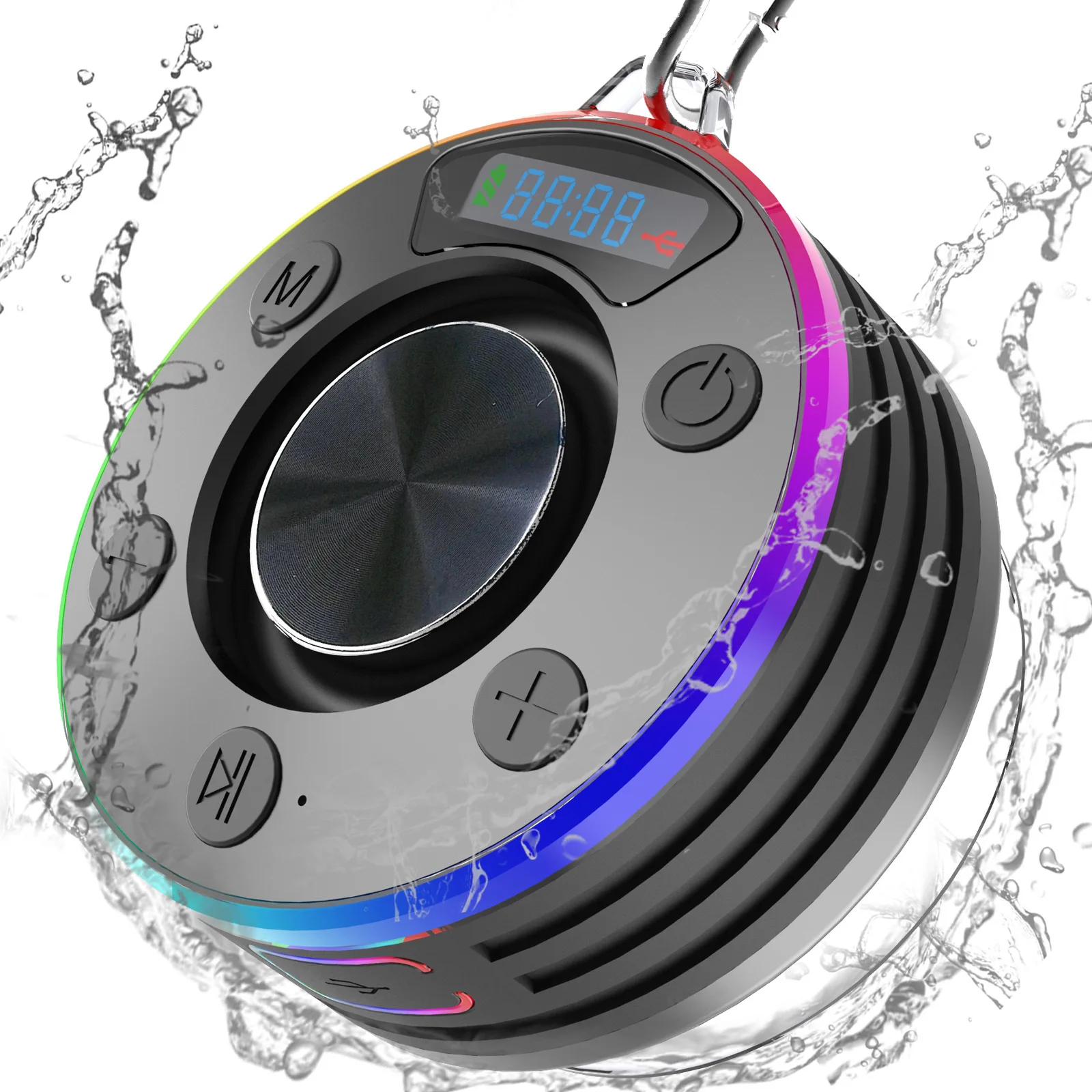 

Bluetooth-Compatible 5.3 Shower Speaker IPX7 Waterproof Shower Radio FM Radio with Suction Cup for Kayak Beach Pool shower