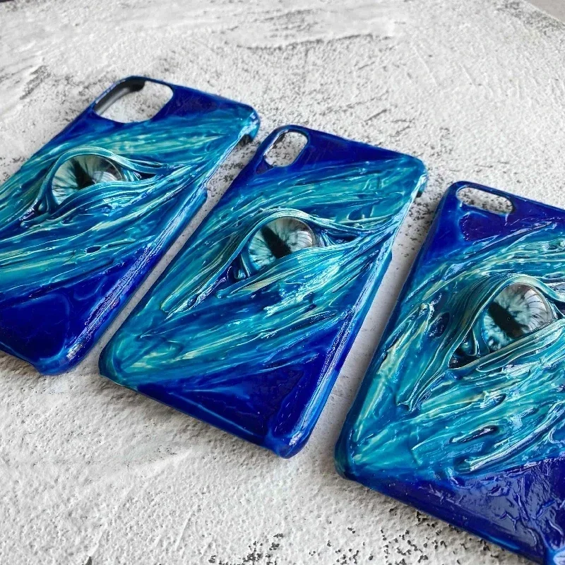 

4022 Original Handmade Customized Phone Cases 3D Blue Cthulhu Eyes Horror Gothic Punk Dark Cthulhu Halloween Gift Phone Cases