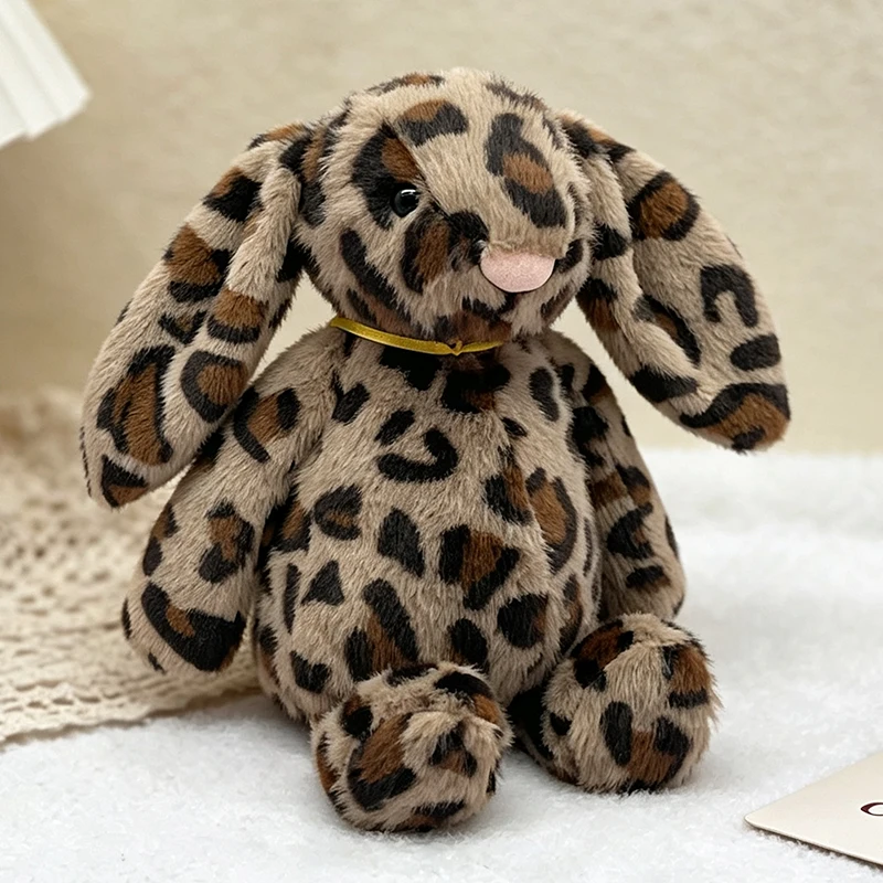 Pink Cake Bear Plush Toy Leopard Print Rabbit Monkey Plush Toy, Ski Suit Bear Ornament Gold Label Black White Rabbit Plush Gift view 3