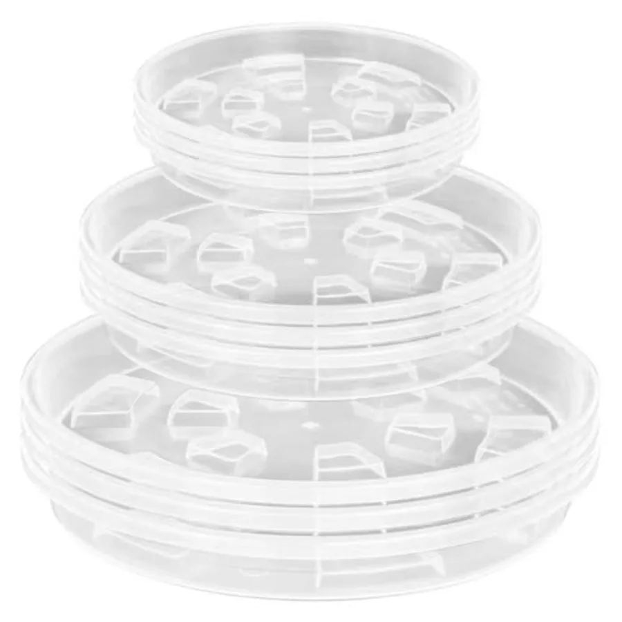 

9 Pack Clear Plant Saucer6+8+10 Inch Raised Ridge Plant Trays for Pots Prevent Root Rot Heavy Duty Sturdy Plant Saucer for Indo