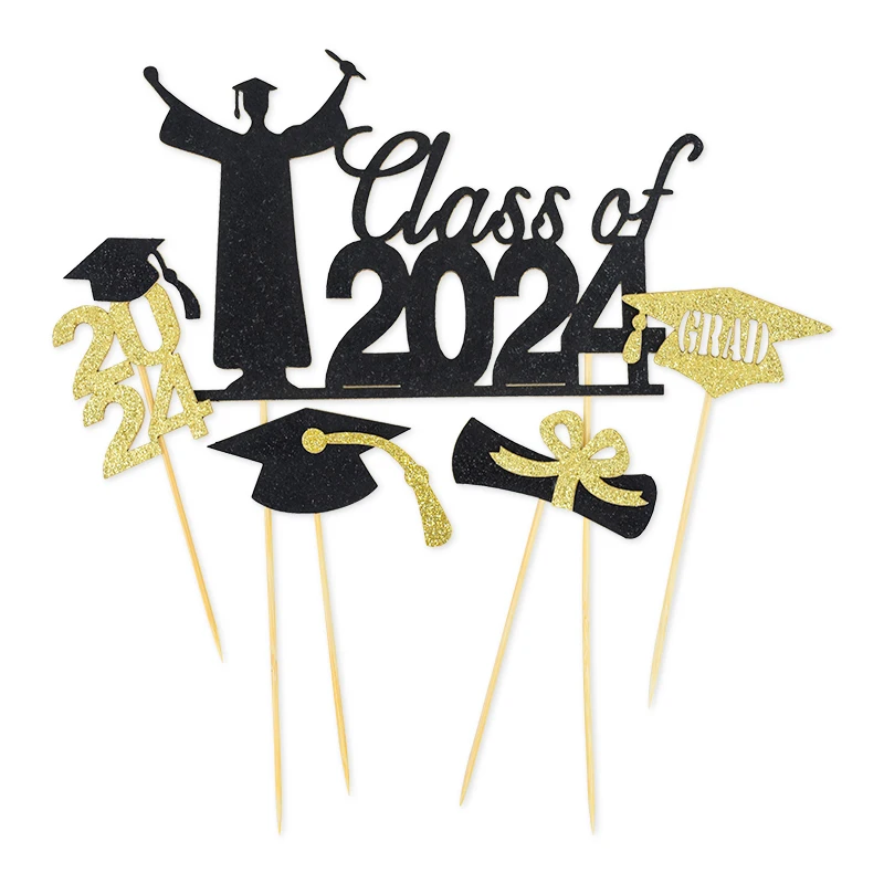 

2024 Graduation Party Cupcake Topper Bachelor Cap Cupcake Topper Glitter Grad Cake Topper Class of 2024 Graduate Party Decor