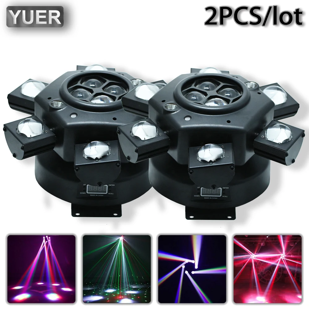 

2Pcs/lot YUER LED 10X10W RGBW 6 Head Moving Head Light Light RG Laser Strobe Light Beam Light Rotating Club Bar DMX Dj Disco