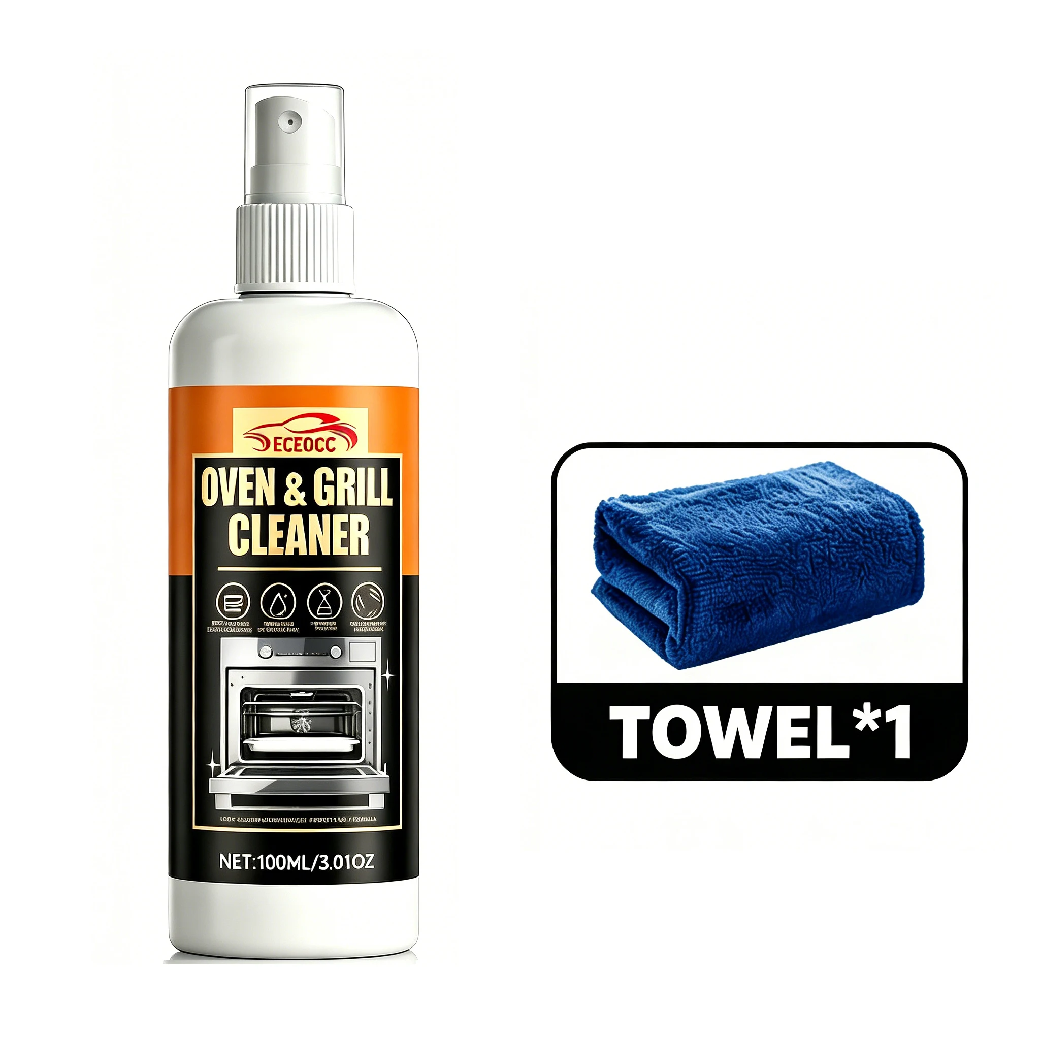 Premium Oven Stove Grill Deep Cleaning Cleaner, Powerful Formula Effectively Removes Stubborn Burnt Spots Old Dirt and Grease, O