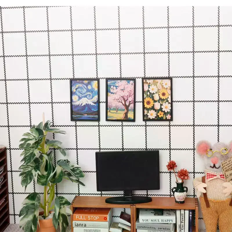 3Pcs 인형 집 미니어처 액자 벽화 1:12 스케일 미니 공예 그림 놀이 집 장식품 어린이 장난감