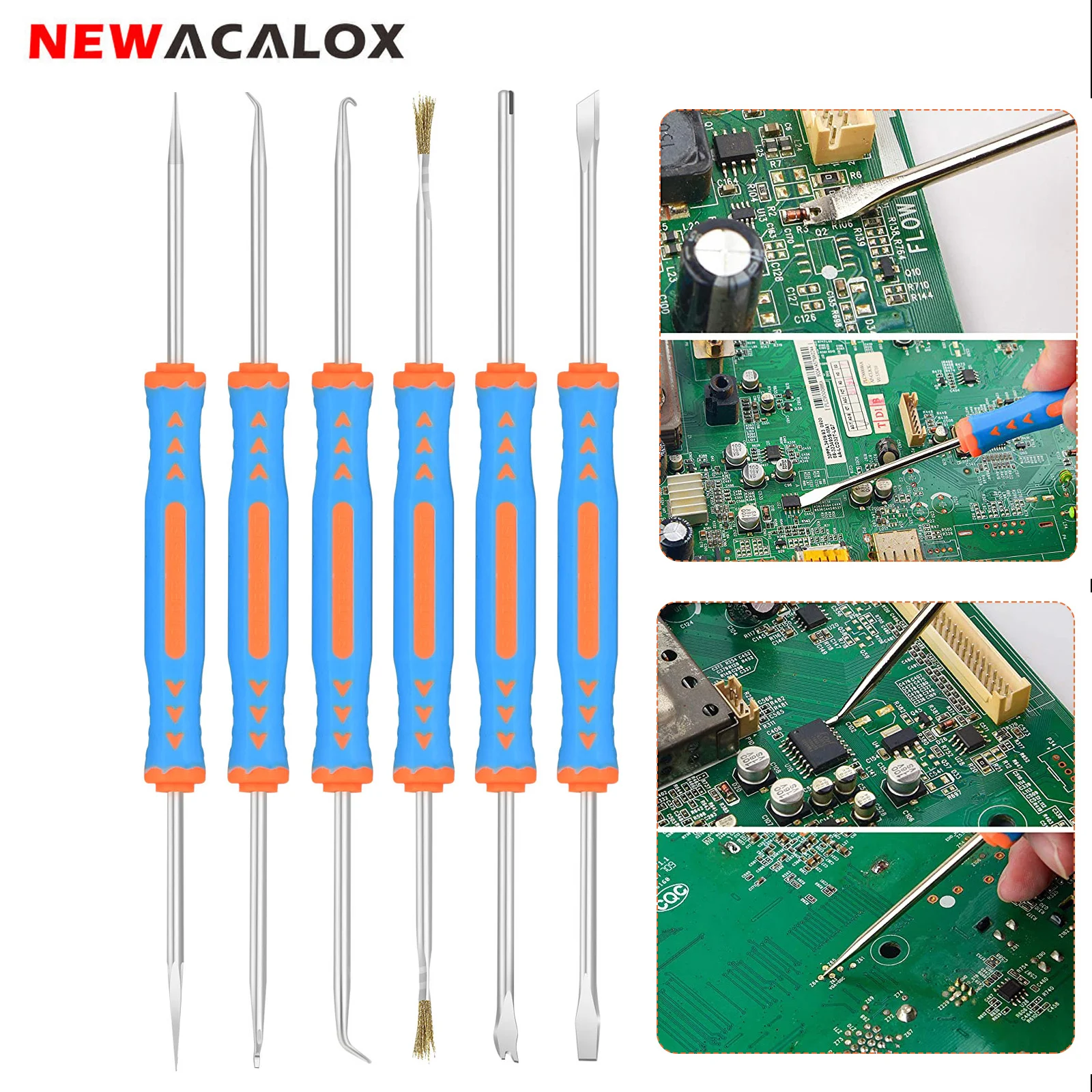 NEWACALOX 6pcs/set Solder Assist Hand Tool Precision Components Soldering Grinding Cleaning Welding Assembly Kit Repair Tool